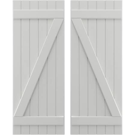 Americraft 6-Board (2 Batten) Wood Joined Board-n-Batten Shutters W/ Z-Bar, ARW102BB621X36STH